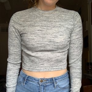 Mock neck long sleeve crop top